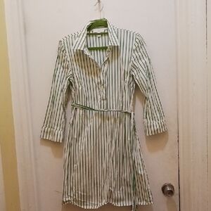 1901 Green and White Striped Dress